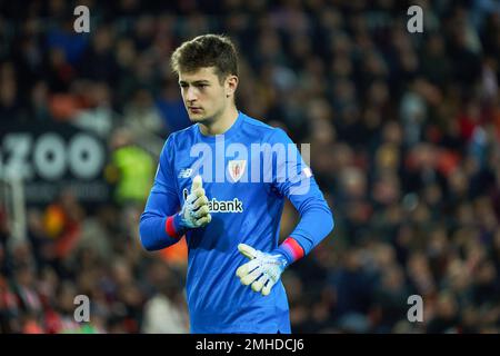 Valence, Espagne. 26th janvier 2023. Julen Agurezabala du Club Atheltic vu en action pendant les quarts de finale de la Copa del Rey entre Valencia CF et Athletic Club au stade Mestalla. Score final; Valencia CF 1:3 crédit Athletic Club: SOPA Images Limited/Alay Live News Banque D'Images