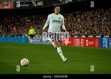 Valence, Espagne. 26th janvier 2023. Edinson Cavani de Valencia CF vu en action pendant les quarts de finale de la Copa del Rey entre Valencia CF et Athletic Club au stade Mestalla. Note finale; Valencia CF 1:3 Athletic Club (photo de Vicente Vidal Fernandez/SOPA Images/Sipa USA) crédit: SIPA USA/Alay Live News Banque D'Images