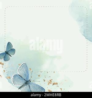 Cadre en pointillés avec motif papillons bleus en arrière-plan vectoriel Illustration de Vecteur
