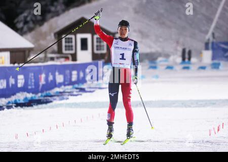 Lake Placid, NY, États-Unis. 13th janvier 2023. Sakutaro Kobayashi (JPN) Nordic Combined : individuel masculin Gundersen NH/10km à Mt. Van Hoevenberg pendant Lake Placid 2023 FISU World University Games hiver à Lake Placid, NY, USA . Credit: YUTAKA/AFLO SPORT/Alay Live News Banque D'Images