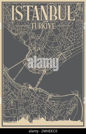 Affiche du réseau routier du centre-ville D'ISTANBUL, TURQUIE Illustration de Vecteur