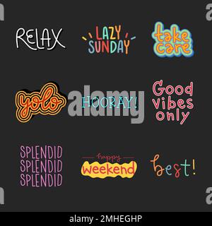 Jolie typographie sur un vecteur de jeu d'arrière-plan noir Illustration de Vecteur