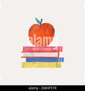 Apple danse sur une pile de livres vecteur Illustration de Vecteur