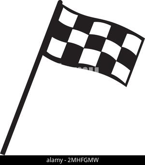 Icône drapeau de course à carreaux. Lancez la course de moto et de drapeau automatique. Signe de victoire de compétition de voiture de sport Illustration de Vecteur