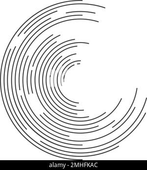 Lignes en forme de cercle . Illustration du vecteur en spirale .logo rond de la technologie . Elément de conception . Abstrait forme géométrique . Illustration de Vecteur