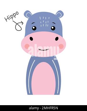 Hippopotame . Personnage de dessin animé . Vecteur . Illustration de Vecteur