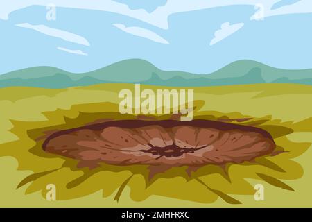 Cratère est une trace de l'explosion sur le sol d'une coquille, d'une mine, d'un météore Illustration de Vecteur