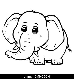 Illustration vectorielle de dessin éléphant - livre de coloriage pour enfants Illustration de Vecteur