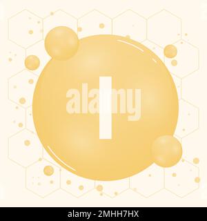 Iode, I minéraux pour la santé. Complexe de vitamines minérales. Supplément médical et diététique concept de soins de santé. Illustration vectorielle Illustration de Vecteur