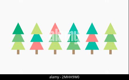 Ensemble de couleurs pastel arbres de Noël mignons. Illustration vectorielle. Illustration de Vecteur