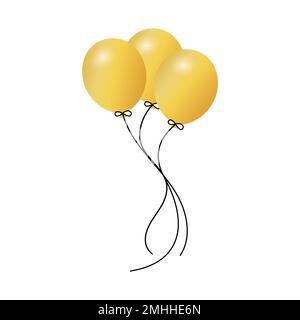 Ballons volants réalistes. Éléments de design ballons dorés pour cartes, fêtes, dessins, prospectus, affiches, décoration, bannière, web, publicité. Vecteur Illustration de Vecteur