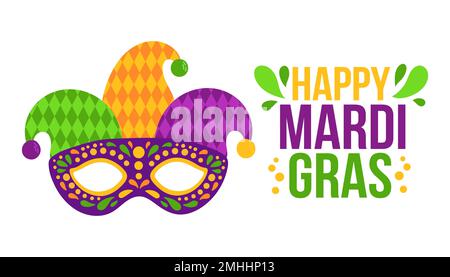 Motif fête de carnaval Mardi gras. FAT tuesday, carnaval, festival. Pour carte de vœux, bannière, emballage cadeau, affiche Illustration de Vecteur