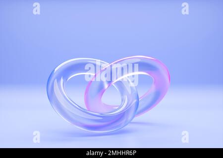 3D illustration, illusion transparente isométriques formes abstraites formes colorées entrelacées Banque D'Images