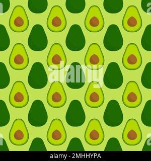 Motif vert sans couture aux fruits de l'avocat. Illustration du vecteur de motif alimentaire. Illustration de Vecteur