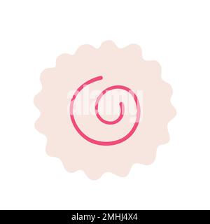 Narutomaki. Kamaboko. Gâteau de poisson fumé avec un tourbillon rose. Cuisine japonaise. Illustration vectorielle plate colorée dessinée à la main, isolée sur fond blanc. Illustration de Vecteur