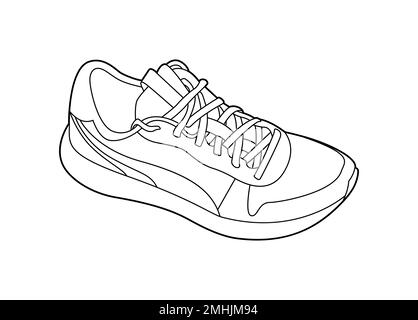 schéma de la sneaker illustration vectorielle monochrome isolée sur fond blanc Illustration de Vecteur