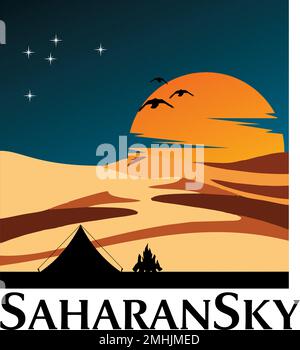 vecteur d'une tente dans le désert du sahara Illustration de Vecteur