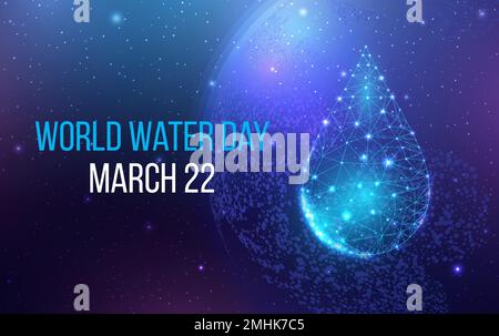 Concept de la Journée mondiale de l'eau. Modèle de bannière avec faible goutte d'eau en polyéthylène. Illustration vectorielle Illustration de Vecteur