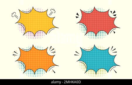 Bande dessinée rétro vide bulles de parole sur fond coloré. Illustration de dessin animé vectoriel, design vintage, style pop art Illustration de Vecteur