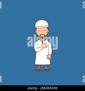 Illustration de personnage de dessin animé religieux musulman pour ramadan Illustration de Vecteur