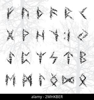 L'arbre de Runic branche des lettres scandinaves Illustration de Vecteur