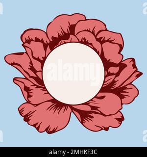 Carte de vœux avec cadre ovale et magnifique rose de jardin en fleurs Illustration de Vecteur