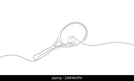 Concept de symbole de raquette de tennis continue sur une ligne. Sport compétition jeu de tennis ball. Illustration vectorielle de dessin d'esquisse blanche numérique à une ligne Illustration de Vecteur