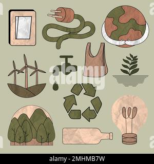 Vecteur d'illustration de l'environnement défini dans la texture du papier froissé Illustration de Vecteur