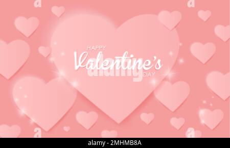 Bonne Saint-Valentin romantique amour fond pour bannière, affiche, prospectus, brochure, carte de voeux Illustration de Vecteur