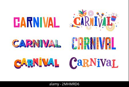 Motif de lettrage Carnival coloré Illustration de Vecteur