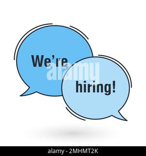 Nous recrutons le concept de vecteur de recrutement dans le style imimaliste avec bulle de la parole. Modèle simple de conception d'affiche ou de bannière pour les postes vacants. Vecteur Illustration de Vecteur