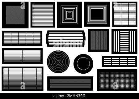 Collage de différentes grilles de ventilation isolées sur blanc Banque D'Images