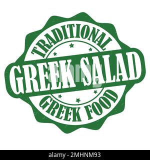 Étiquette de salade grecque ou timbre sur fond blanc, illustration vectorielle Illustration de Vecteur