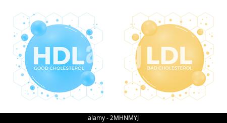 Bonne densité des vaisseaux sanguins d'icône de cholestérol HDL et de mauvais cholestérol LDL. Lipoprotéine de haute densité et de basse densité. Illustration vectorielle Illustration de Vecteur