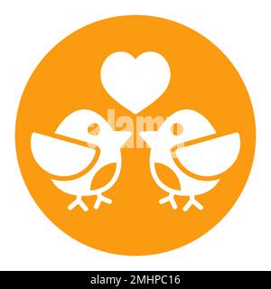 Icône de glyphe d'amour d'oiseaux. Symbole couple amoureux. Saint Valentin. Illustration vectorielle, éléments romantiques. Autocollant, patch, badge, carte pour mariage, mariage Illustration de Vecteur