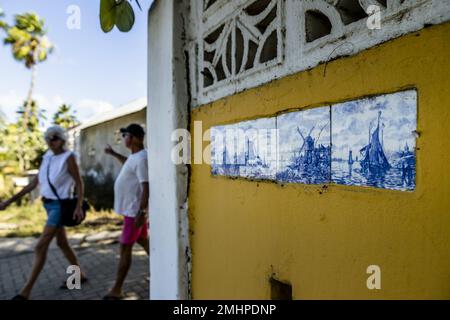 BONAIRE - carreaux avec moulins à vent néerlandais à Kralendijk. Bonaire est une île néerlandaise située dans la partie des Caraïbes des pays-Bas et appartient aux îles ABC des Petites Antilles. ANP REMKO DE WAAL pays-bas Out - belgique Out Credit: ANP/Alay Live News Banque D'Images