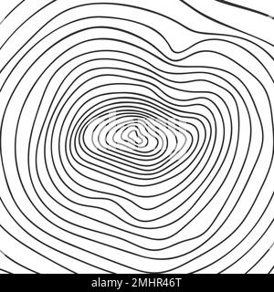 Arrière-plan de la section transversale du tronc. Anneaux d'arbre en forme de caniche. Timbre de texture en bois dessiné à la main isolé sur fond blanc. Élément de conception topographique. Illustration graphique vectorielle Illustration de Vecteur