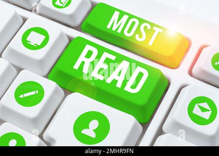 Légende conceptuelle très lue. Internet concept un morceau de littérature ou d'écriture considéré important ou classique Banque D'Images