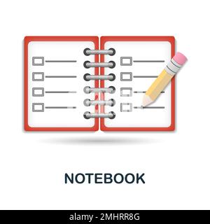 Icône Bloc-notes. 3d illustration de la collection du lieu de travail. Icône Creative Notebook 3D pour la conception Web, les modèles, les infographies et bien plus encore Illustration de Vecteur