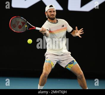 Melbourne, Australie. 27th janvier 2023. Open d'Australie 2023 Melbourne Park Day 12 27/01/2023 Tommy Paul (Etats-Unis) perd la demi-finale du match Credit: Roger Parker/Alay Live News Banque D'Images