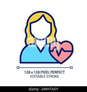 Icône de couleur RVB Perfect pixel Cardiology Illustration de Vecteur
