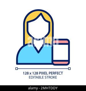 Icône de couleur RVB Perfect pixel de télémédecine Illustration de Vecteur