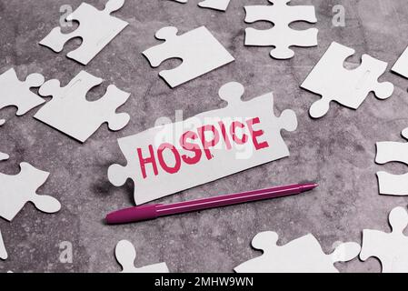 Écriture du texte affichant Hospice. La vue d'ensemble de l'entreprise met l'accent sur la palliation de la douleur d'un patient en phase terminale Banque D'Images