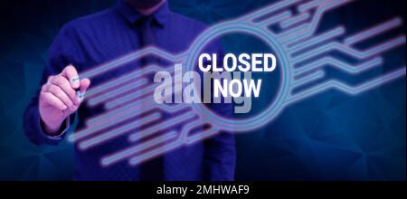 Affichage conceptuel fermé maintenant. Photo conceptuelle d'une entreprise ayant cessé le commerce, surtout pour une courte période Banque D'Images