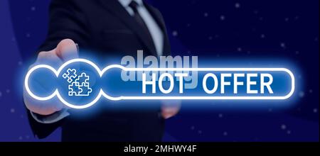 Offre spéciale texte d'écriture manuscrite. Mot écrit sur le produit ou le programme qui est offert à des prix ou des taux réduits Banque D'Images