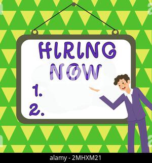 Rédaction affichant le texte embauche maintenant. Concept d'affaires obtenir l'utilisation temporaire de quelque chose pour le paiement convenu pour la période de temps Banque D'Images