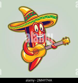 Mignon Chili cinco de mayo illustrations vectorielles pour votre œuvre logo, t-shirt, autocollants et étiquettes, affiche Illustration de Vecteur