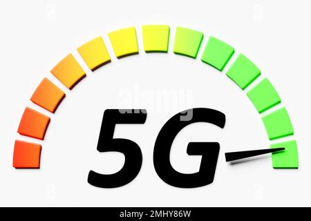 3D illustration d'une connexion cellulaire fonctionnelle WI-fi, 5G sur fond blanc. icône pour téléphone mobile ou appareil intelligent Banque D'Images