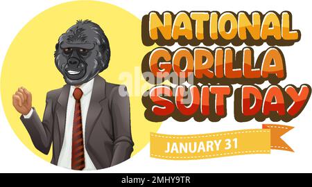 Illustration de la bannière nationale Gorilla suit Day Illustration de Vecteur