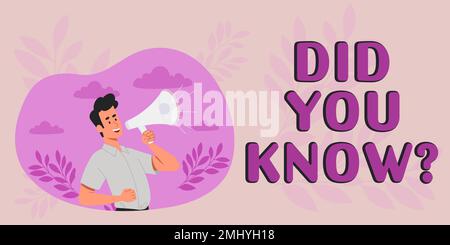 Texte montrant l'inspiration le saviez-vous. Mot écrit sur les faits et les chiffres amusants information connaissances générales Banque D'Images